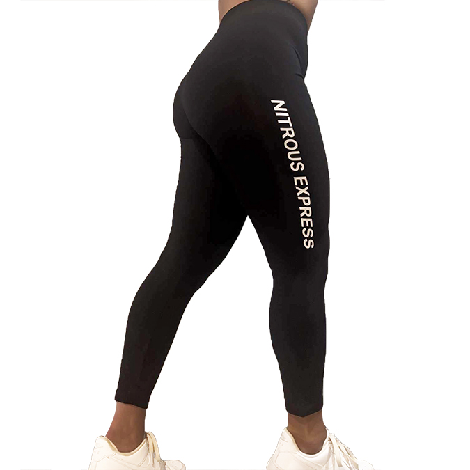 Womens Black Leggings With White Logo
