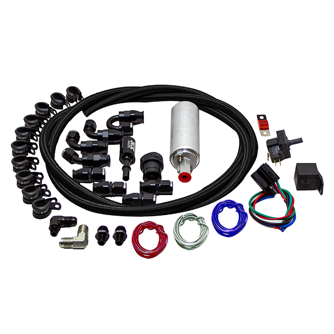 8 Black Nylon Braided Stainless Fuel Line Kit