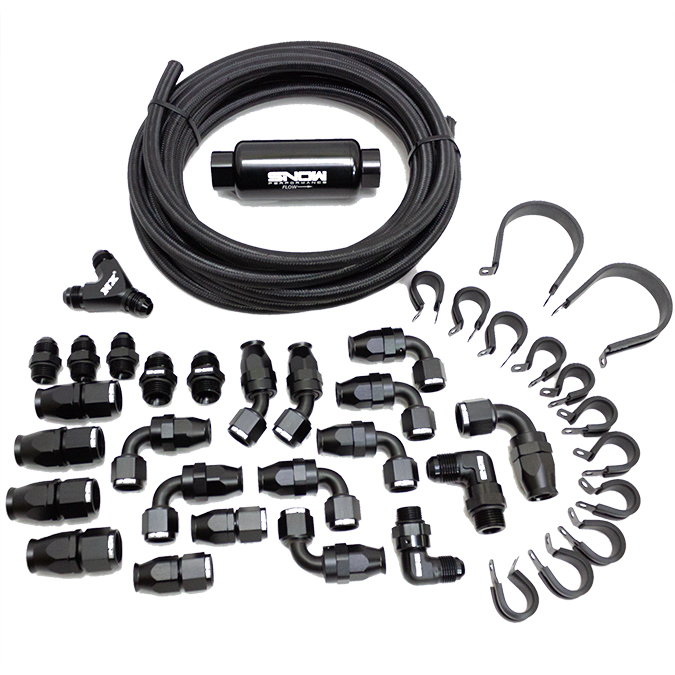 10 Black Nylon Braided Stainless Fuel LIne Kit